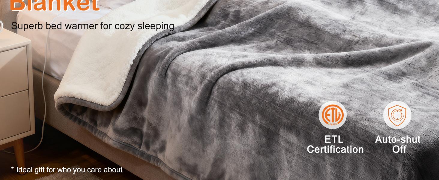 Heated Blanket Throw, Heating Electric Blanket with 10 Heat Levels and Auto-Off, Washable Dual-Sided Flannel & Sherpa Fabric Electric Throw Blanket Warmer for Office Home Use Heated Blanket Throw, Heating Electric Blanket with 10 Heat Levels and Auto-Off, Washable Dual-Sided Flannel & Sherpa Fabric Electric Throw Blanket Warmer for Office Home Use