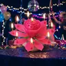 1-Piece Colorful Multicoloured Decorative Cake Candle, Floral Plastic Patchwork, Rotatable Automatic Blooming Birthday Cake Decoration, Festive Party Supplies with Happy Birthday Song