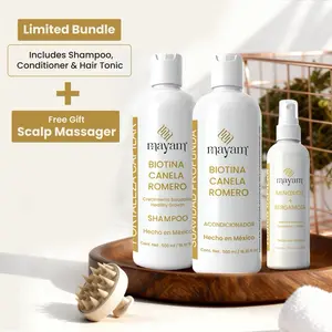 Cabello Fuerte Growth Kit – Salon Quality Biotin, Rosemary & Cinnamon Formula + Minoxidil Tonic | 500ml Shampoo + Conditioner + 125ml Hair Tonic | Made in Mexico (BCR SHAMPOO&CONDITIONER + HAIR TONIC)