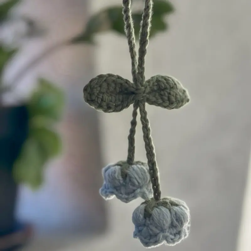 Lily of the Valley Crochet Charm – Handmade Floral Bag Charm & Keychain Accessory