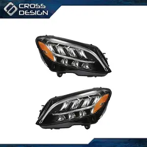 CROSSDESIGN 7 Pins LED Headlights Fit For 2019-21 Mercedes Benz C300 W205 Left & Right Side