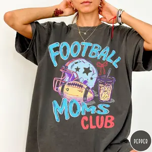 Football Moms Club Comfort Colors T-Shirt, Retro 80s Graphic Football Tee, Game Day Outfit, Unisex Fit Design, Gift for Men and Women