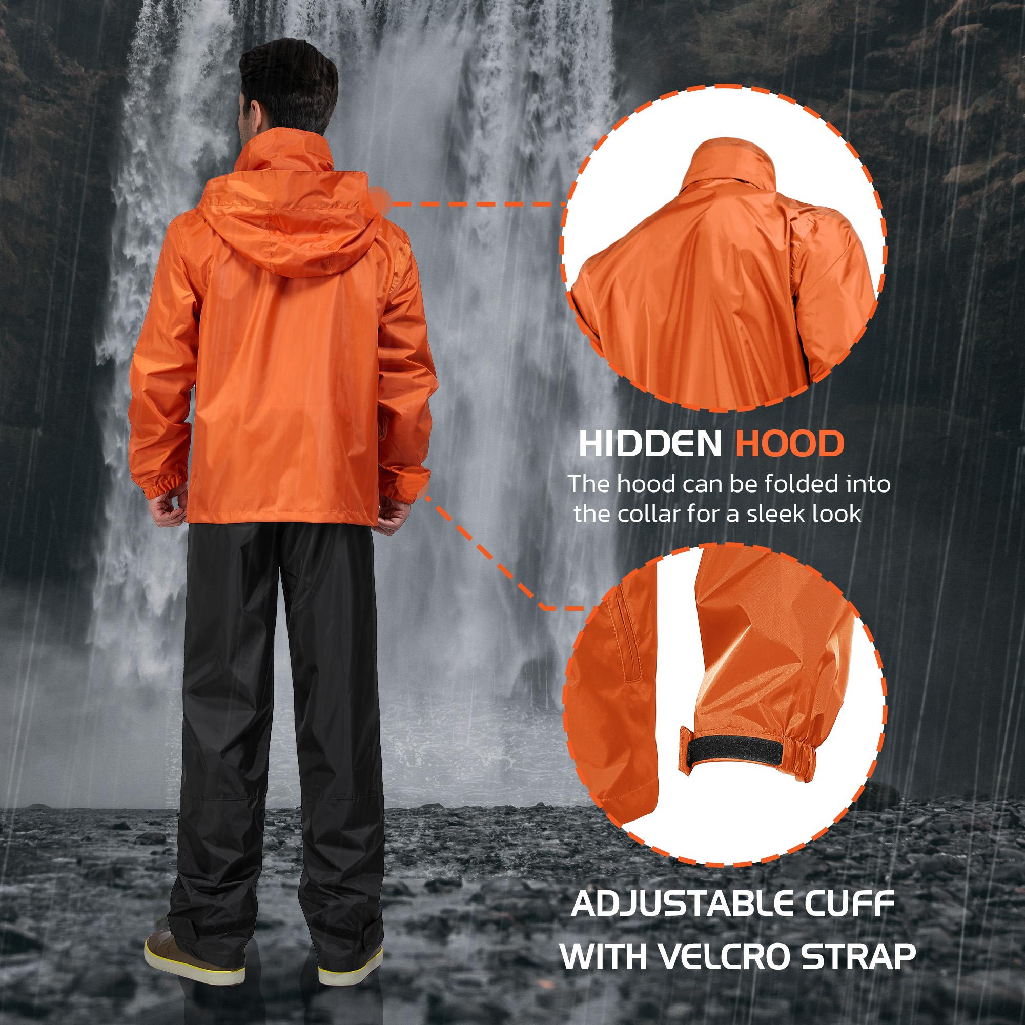 RODEEL 702 Waterproof Jacket and Pants Set Men Rainproof Lightweight Breathable Full Zip Hooded Rain Coat Durable Rain Suit Weatherproof Rainwear Windbreaker For Outdoor Hiking Camping Fishing Boating Construction Landscaping, Holiday Gift