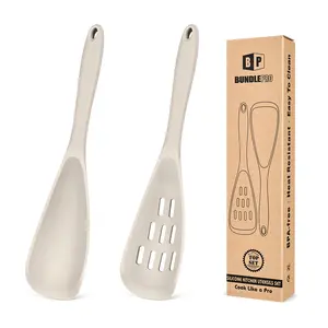 Pack of 2 Cooking Spoons for Non Stick Cookware, Multifunction Spatula Spoon BPA-Free, One-Piece Design, Suitable for Scooping, Scraping, Serving and Mixing