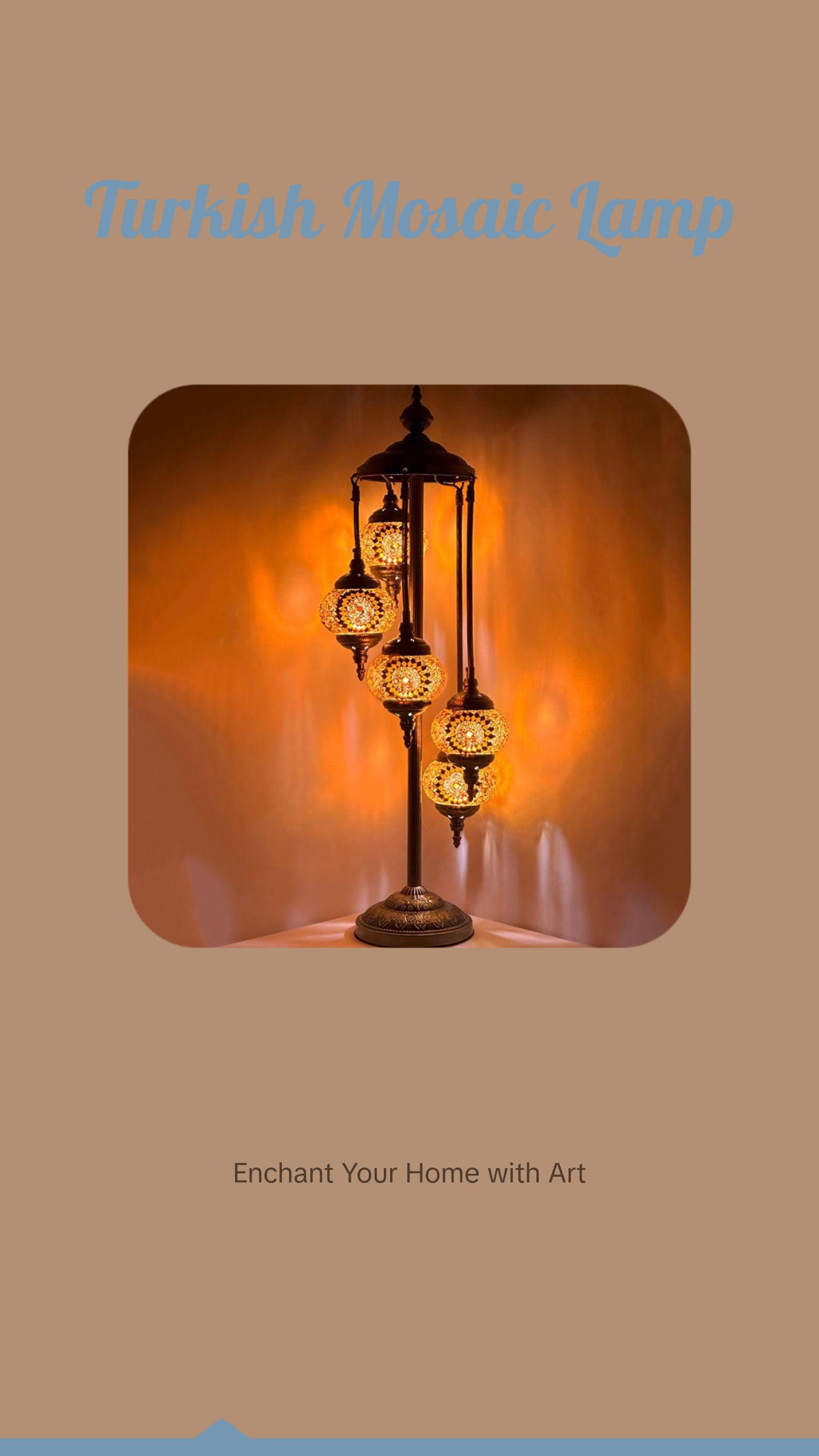 Vibrant Orange Blossom Handmade Turkish Lamp with Quintuple Globes