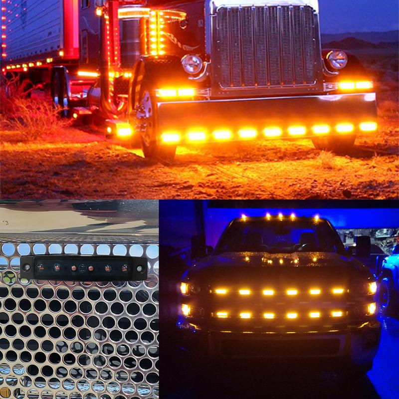 10x 3.8" Smoked Amber/Red/White/Green Side Marker Clearance Lights 6 LED for Truck Trailer