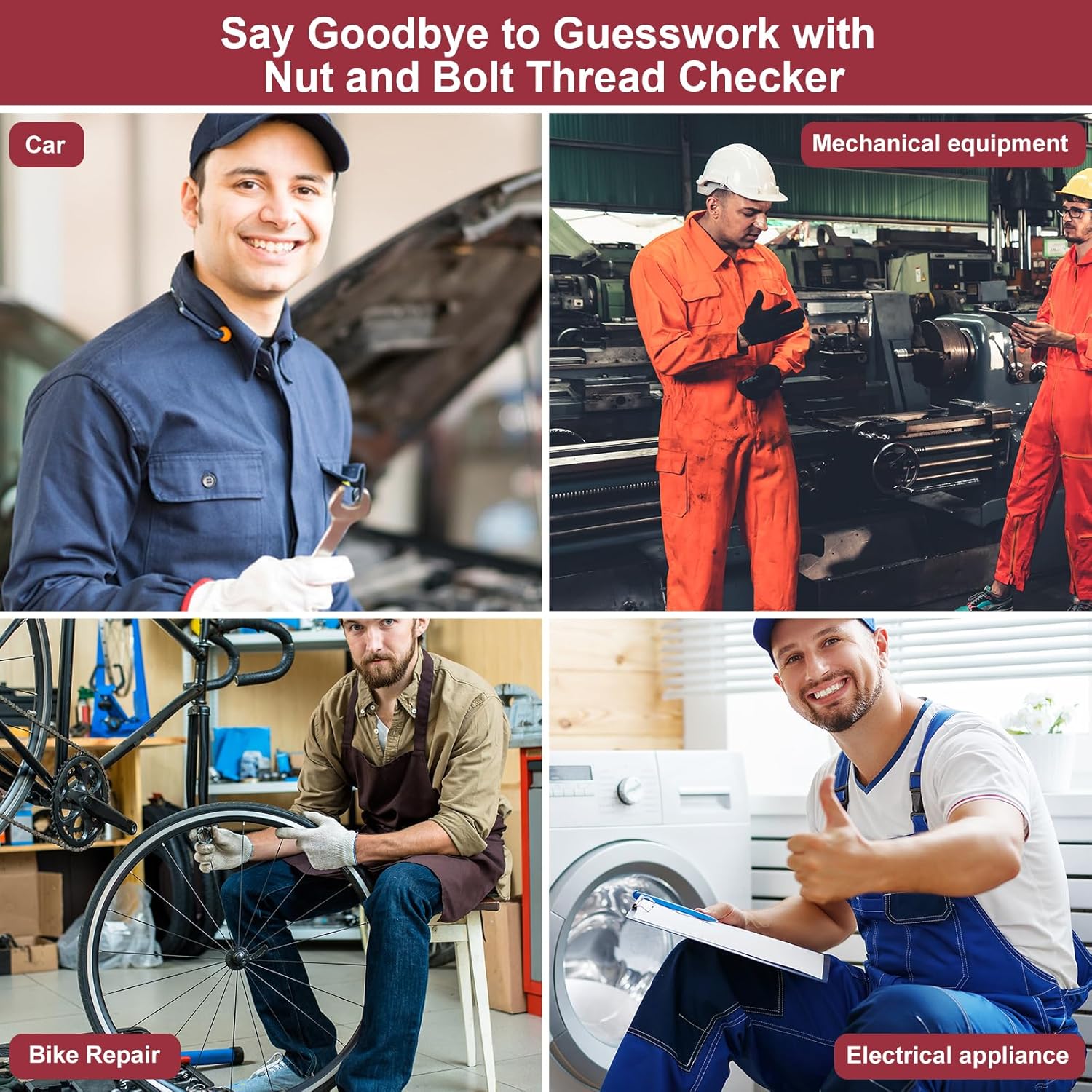 Thread Checker, 55 Bolt Size and Thread Gauge, Bolt Thread Identifier 20 Standard & 16 Metric, Bolt Identifier Board, Nut and Bolt Thread Checker Gauge Wall-Mountable with 19 Drill Bit Gauge