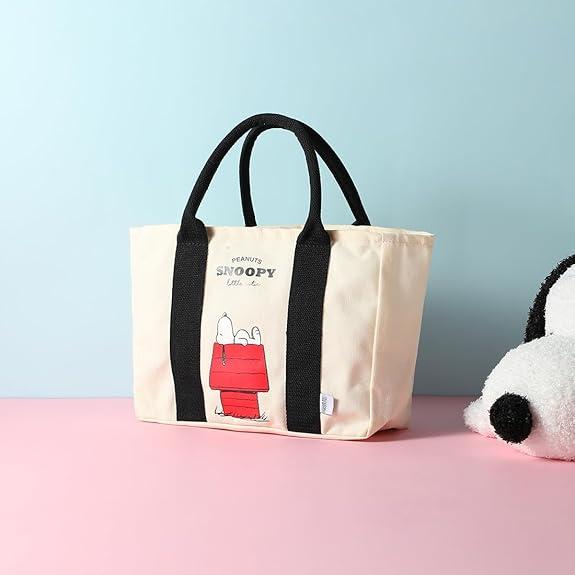 [Valentine's Day] MINISO SNOOPY Summer Travel Collection Handbag Cute Anime Beagle Puppy Character Big Capacity for Holiday Vacation for Work School