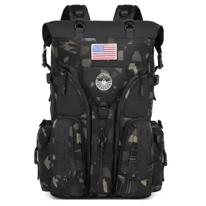Durable Waterproof Backpack, Outdoor Sports Rucksack Tactical. Good for Fitness/Travel/Military Hiking,Athletic, Gym, Laptop Pocket & Dual Cup Holders and racket holder.