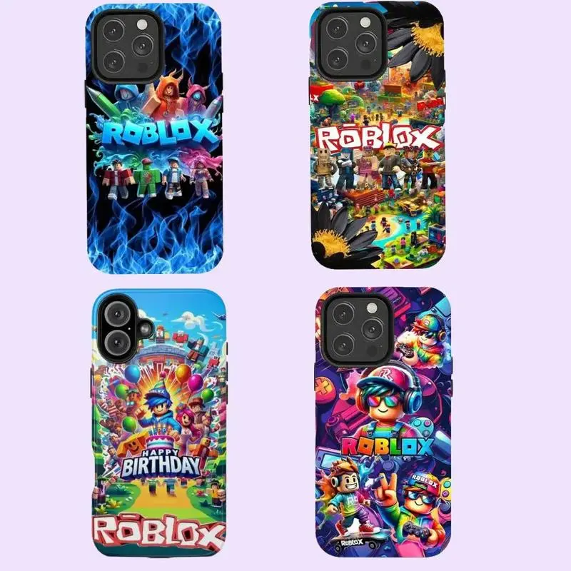 Retro Pixel Art Roblox Gamer Aesthetic Tough Rubber Smartphone Case - Drop-Resistant Custom Cellphone Accessory for Handheld Devices, Fits iPhone 11 12 13 14 15 16 17 Pro Max Plus