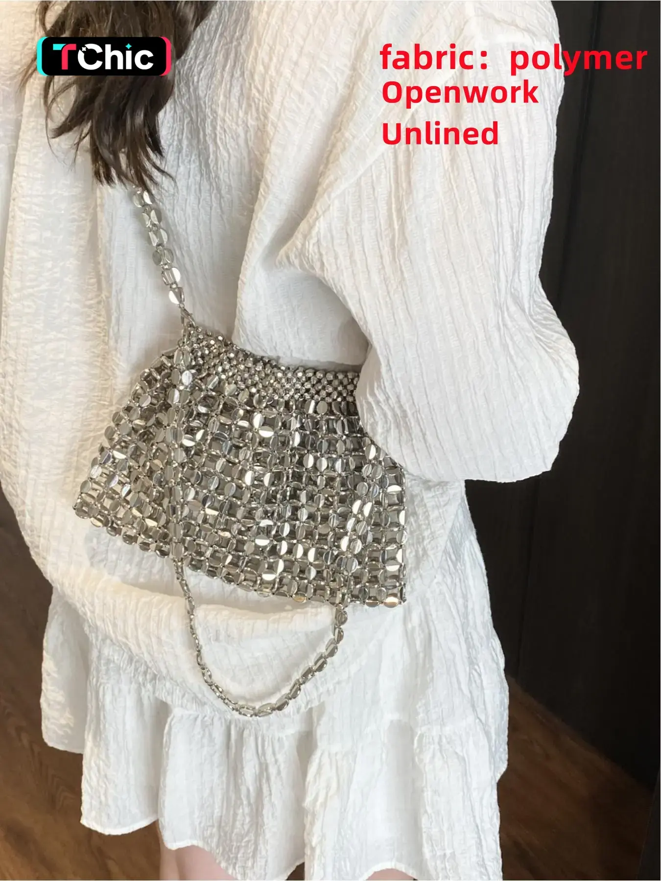 Korean-Style Retro Shiny Plastic Sequin Bucket Bag, Handmade Beaded Crossbody Shoulder Bag, Chic Crossbody Bag for Vacation, Travel, Commute and Shopping, Fashion Crossbody Bags