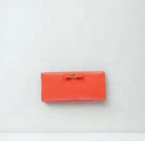Pre-owned SALVATORE FERRAGAMO Leather Small Leather Goods Coral Long Wallet