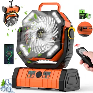 30000mAh Rechargeable Camping Fan with LED Light, 4-Speed Oscillating Portable Fan, 2026 World Cup Essentials, Battery Powered Tent Fan with Remote & Hook, USB Desktop Fan for Travel, Home & Emergency