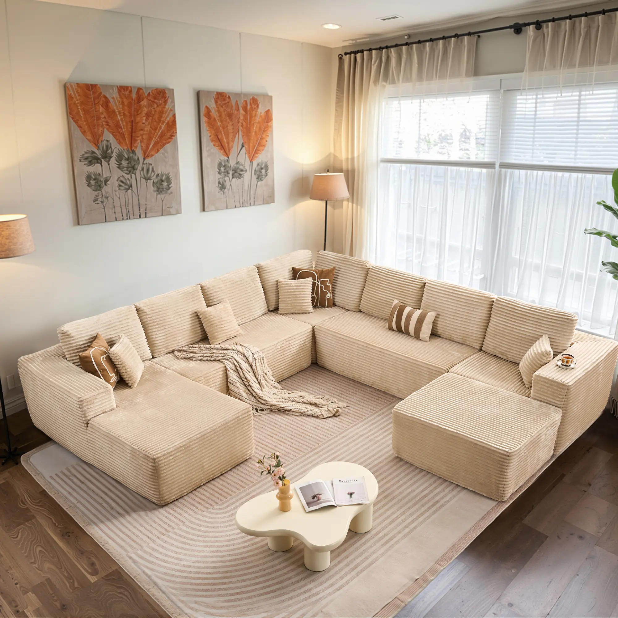 Style 1：Beige Plush - 8 Seaters【5 Packages】