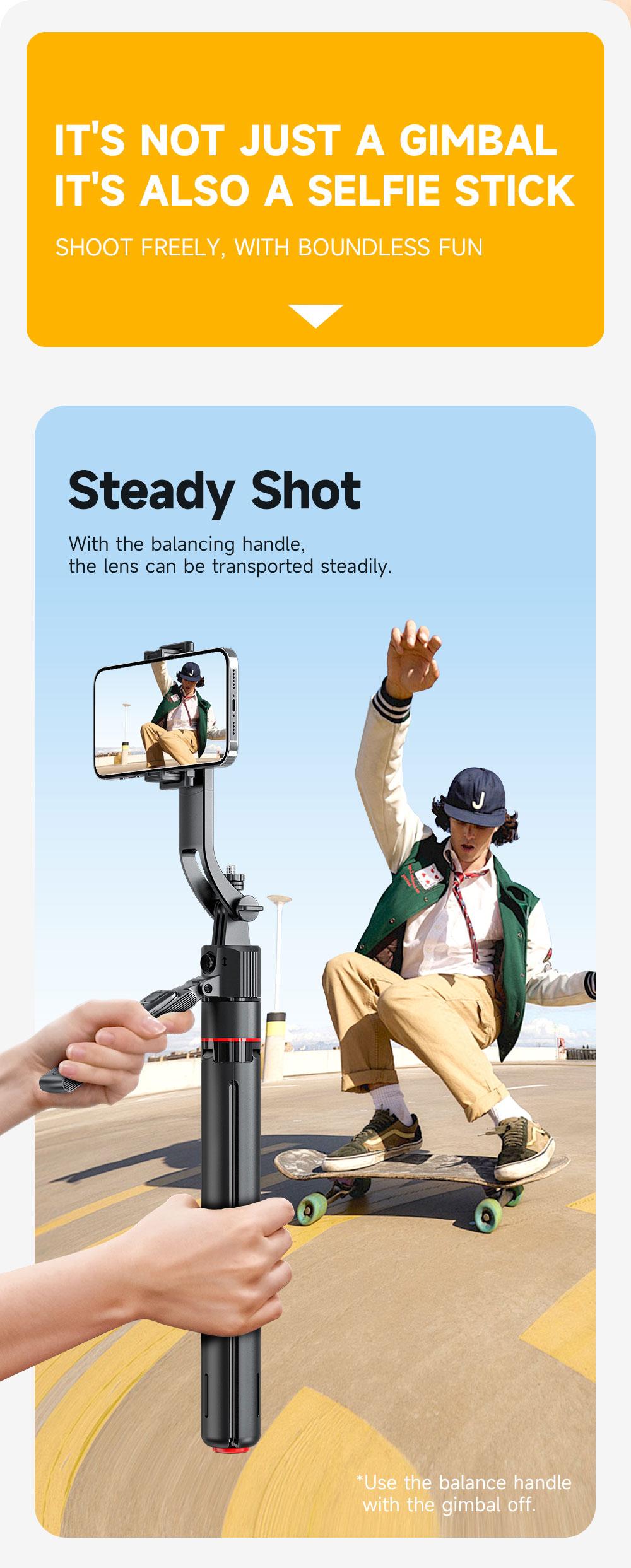 Auto Face Selfie Stick 360° Rotatable Tripod for iPhone One Click Pop Up Gesture Control Handheld Stabilizer Detachable Phone Holder Multifunctional Remote Control 68.9 inches Smartphone Camera Accessories