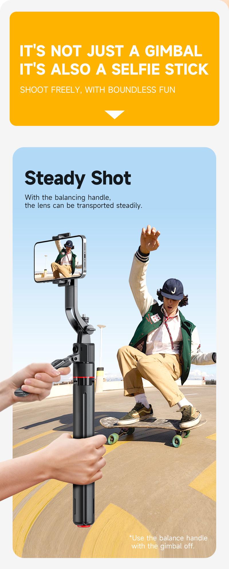 Auto Face Selfie Stick 360° Rotatable Tripod for iPhone One Click Pop Up Gesture Control Handheld Stabilizer Detachable Phone Holder Multifunctional Remote Control 68.9 inches Smartphone Camera Accessories