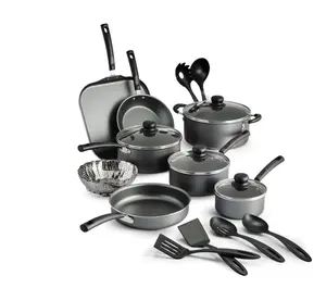 18 Piece Non-stick Cookware Set, Steel Gray pots pans set