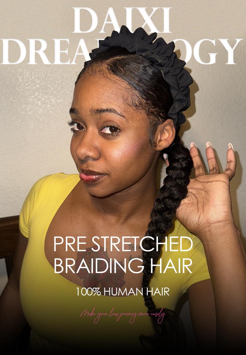 Pre Stretched Braiding Hair for Braids Twists Soft Human Hair Kinky Straight Texture 100% Virgin Hair Extensions