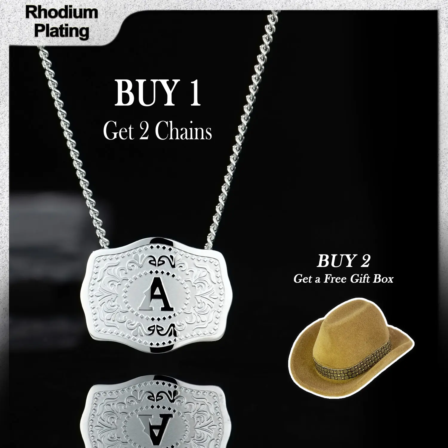 Holylegend Retro Initial Letter Pendant Necklace - Embossed Belt Buckle, Handmade Fashion Accessory, Personalized Letter Necklace, CowTag Western Style, 18"+2" Extender, Buy 1 Get 1 Free Chain, Daily Wear, Gifts for Boyfriend, Initial Necklace