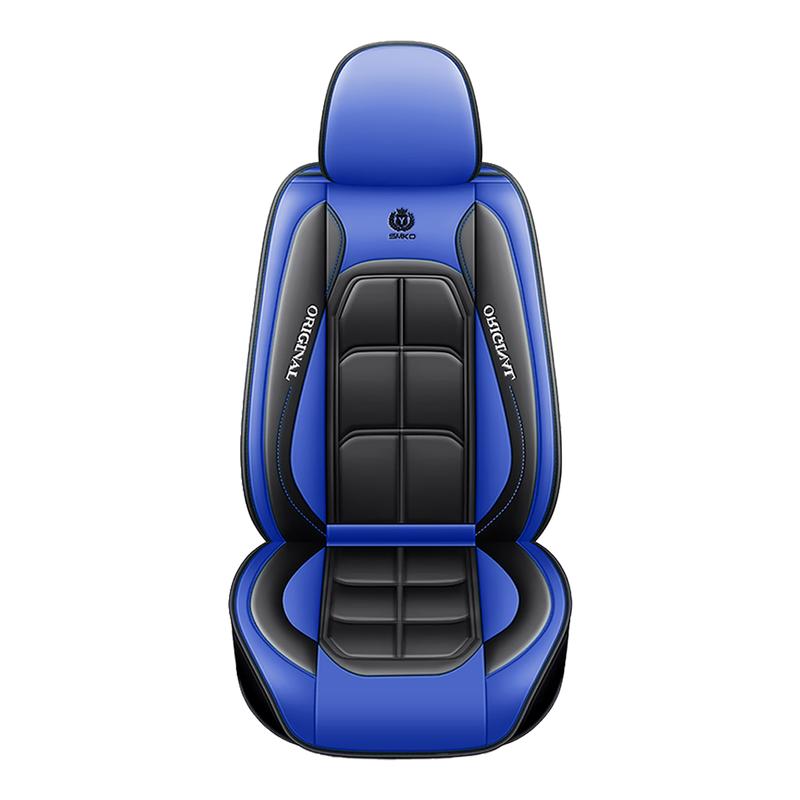 New Blue Five-Piece Set 2 Front 3 Rear Universal Car Seat Covers All-Season Full Leather Look Breathable Protector Changing Mat car  gifts katz kin _ leather