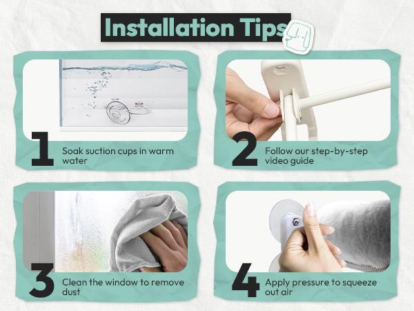 POMESEA Cordless Cat Window Perch for Large Indoor Cats, Soft Gray Pad Bed Cover, Wall and Window Mounted with Metal Frame, Includes 6 Suction Cups (2 Bonus)