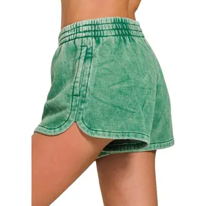 Cozy Acid-Washed Dolphin Lounge Shorts - Comfortable Fit, Soft Fabric, Ideal for Casual Wear