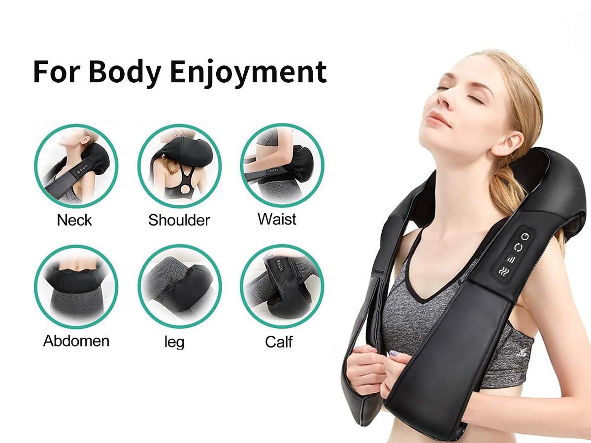Medcursor Neck & Shoulder Massager with Heat Shiatsu 16 Deep-Kneading Nodes Adjustable Intensity Portable for Muscle Relaxation Ideal Christmas Gift