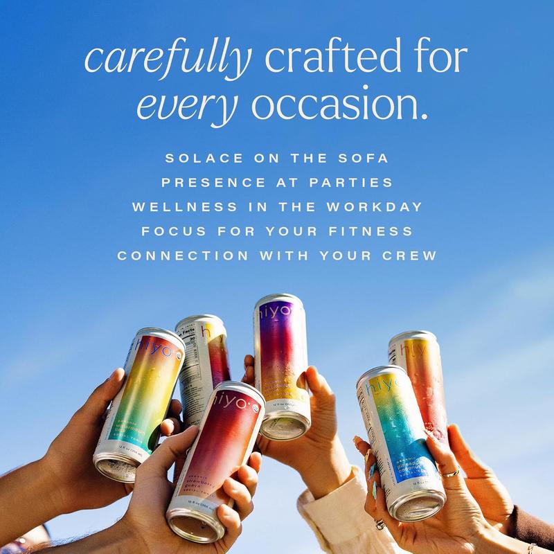 Hiyo Organic Social Tonic – Classic Pack, 12 Pack - N.A. Functional Seltzer, Sparkling Water Crafted with Organic Adaptogens, Nootropics & Botanicals