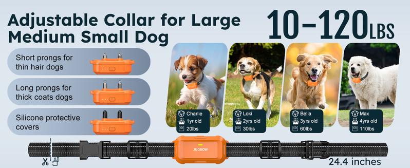 Jugbow Dog Collar - 4200FT Dog Collar with Remote, IPX8 Waterproof Electric Collar with 4 Training Modes, Security Lock, Rechargeable e-Collar-DT68