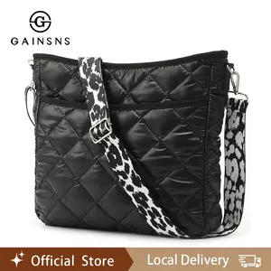GAINSNS Vibrant Quilted Crossbody Bag Ethnic Style - Unique Pattern Strap, Padded Shoulder, Adjustable Length, Stylish Puffer Design - Perfect for Women On-The-Go, Travel, Daily Use