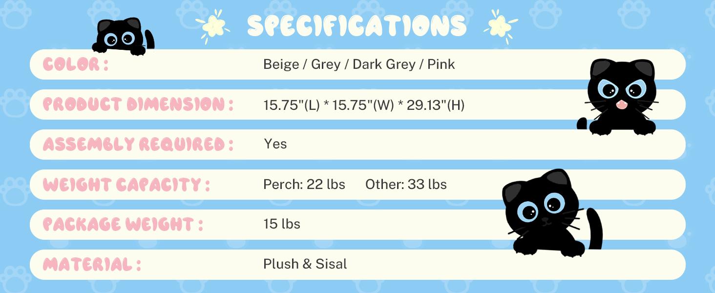 HOOMIC 29-Inch Cat Tree Tower with Large Perch, Cozy Condo & Sisal Scratching Posts. Multi-Level Activity Center for Indoor Cats, Space-Saving Stable Pet Furniture in Pink/Beige/Dark Blue/Grey