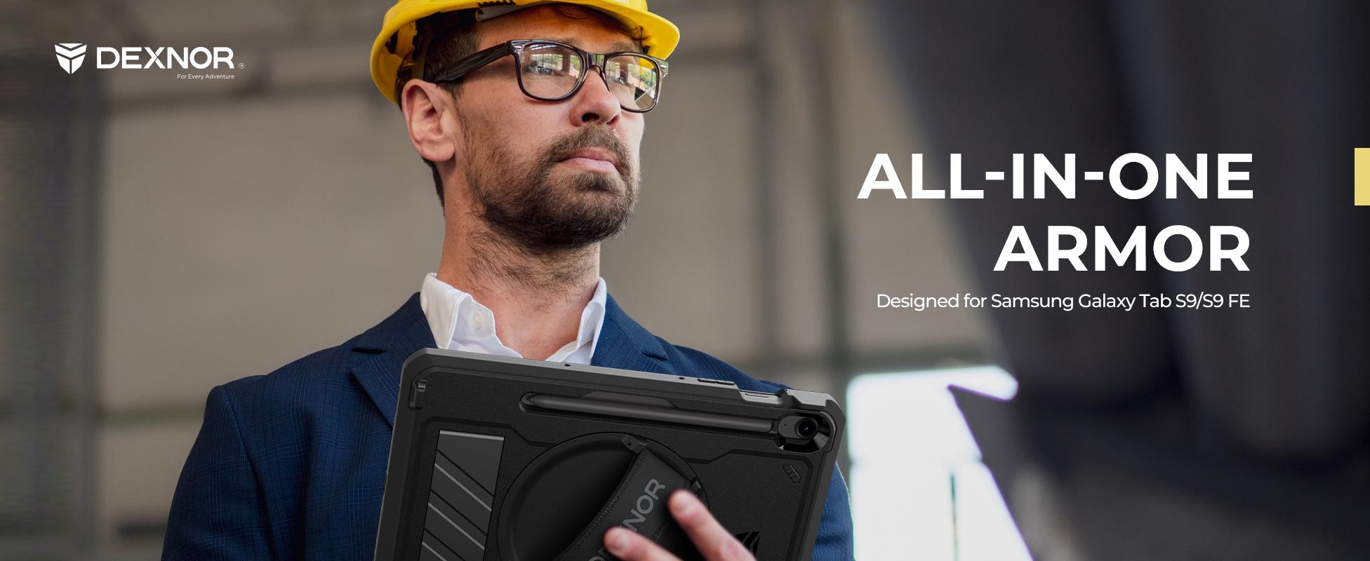 Dexnor Case for Samsung Galaxy Tab S10 Lite/S10 FE / S9 FE 10.9 Inch / S9 11 Inch 2023 with Screen Protector Pen Holder [360 Rotating Hand Strap & Kickstand], Full Body Cover for Tablet S9 FE