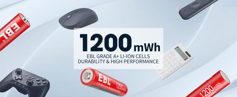 EBL 1.5V AAA Rechargeable Li-ion Batteries 1200mWh