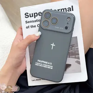 Faith-Filled Vibe Minimalist Cross Print Liquid Silicone Phone Case Ultra Skin Friendly Touch All Inclusive Lens Compatible with Apple iPhone 17 16 15 14 13 12