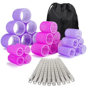 33 Piece Hair Rollers Set for Women Self Grip Velcro Hair Rollers for Long, Medium & Short Hair – Heatless Curls, Salon Styling with Clips & Storage Bag