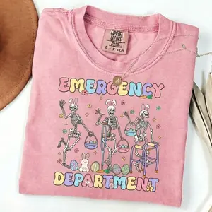 Comfort Colors Easter Emergency Department Tshirt, Easter Skeleton Shirt, ER Nurse Easter Sweatshirt, Emergency Room Nurse Easter Gift, ER Nurse Easter Tee