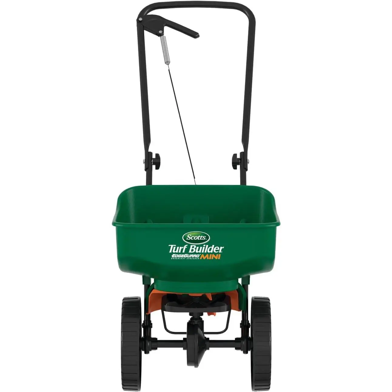 Mini Walk-Behind Broadcast Spreader with Adjustable Edge Control, Wheeled Lawn Seed and Fertilizer Applicator for Yard, Garden and Driveway