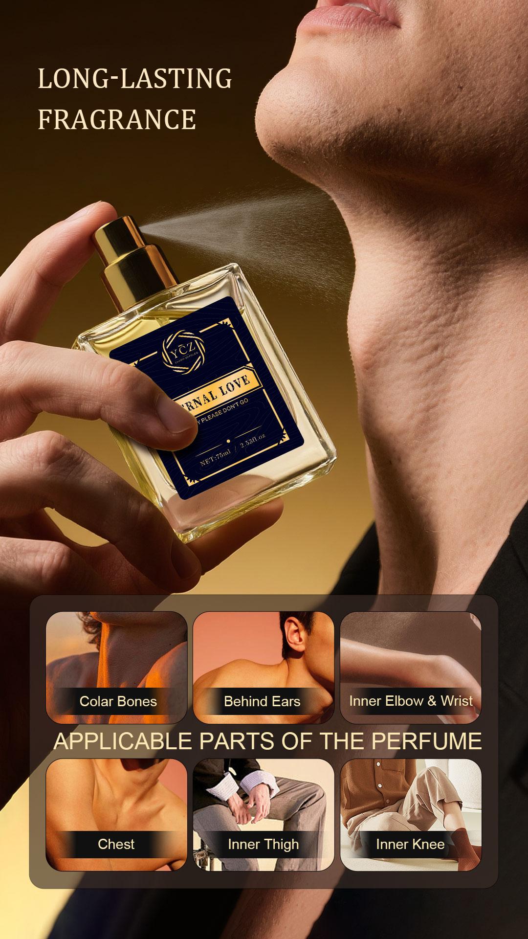 YCZ Men's Double Perfume Gift Set Eternal Love Spicy Woody EDP 75ml & Love's Red Flame Fruity Chypre EDP 50ml Long Lasting Fragrance Set with Exclusive Gift Box