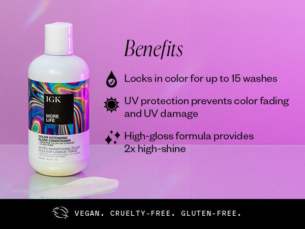 IGK EXPENSIVE + MORE LIFE Haircare Cleansing Set with Color Extending Gloss Shampoo & Conditioner for Brilliance