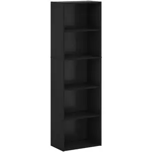 5-Tier Reversible Open Shelf Bookcase 9.4D x 15.8W x 52H Inches Elegant Escape Stylish Storage and Display Bookshelf Blackwood, compact furniture for apartments