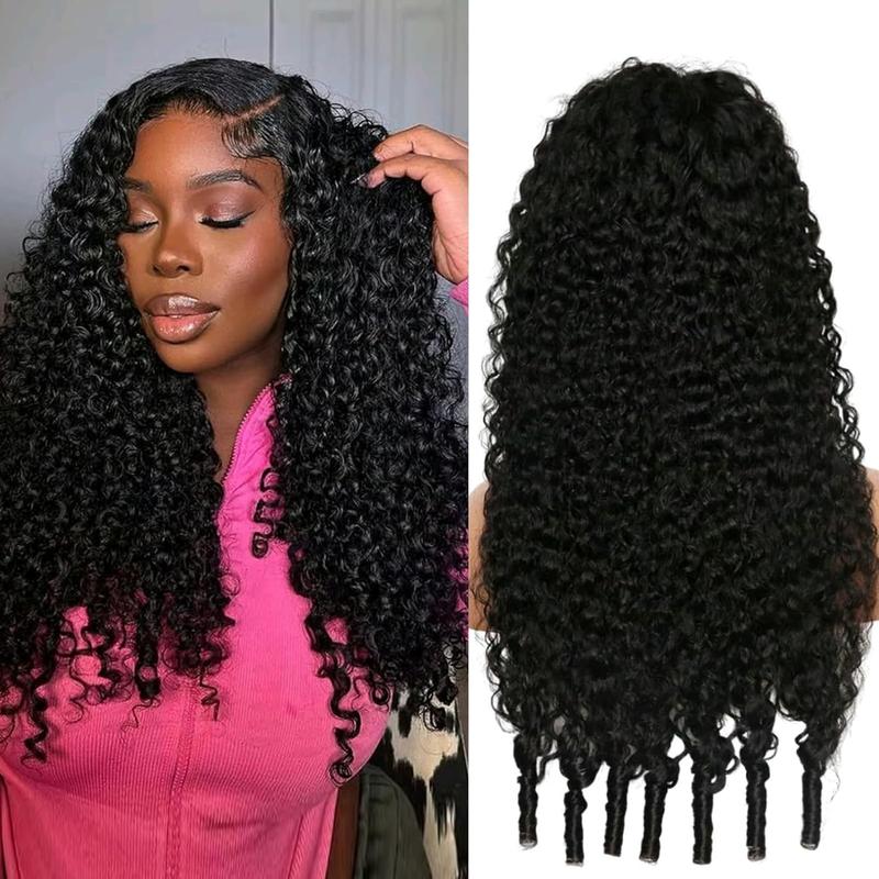 [3 IN 1 Half Wig]Half Wig Burmese Curly Wig for Women Wear Go Glueless Wigs Fiber Hair 3 In 1 Seamless Flip Wig Hairline Beginner Friendly with Spiral End Natural Black Color