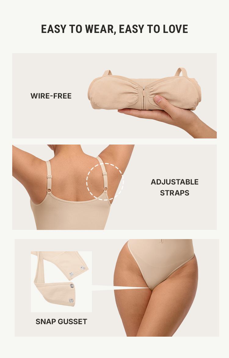 FeelinGirl Seamless Covered Bust Jumpsuit Thong Bodysuit Peach heart collar Fit Womenswear Comfort Shapewear Breathable Comfortable Day Sleeveless Corset Zipper Springtok SpringStatements