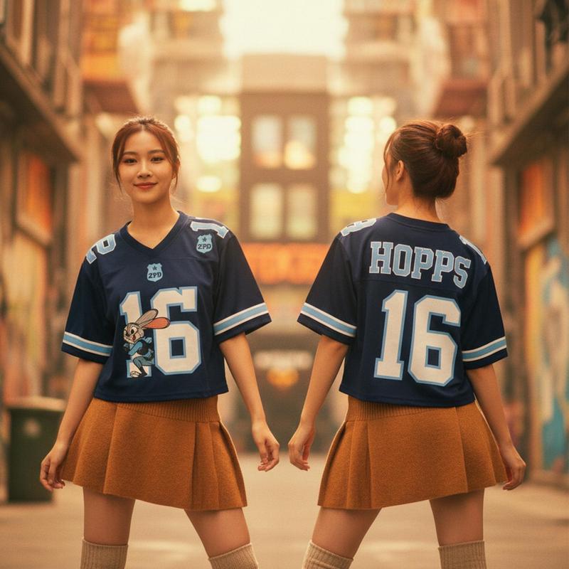 Cute 16 Bunny Police All-over Print Crop Top Baseball, Z00topia Football Jersey, Crop Top, Baseball Jersey