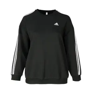 adidas Womens Essentials 3-Stripes Fleece Sweatshirt Casual - Black
