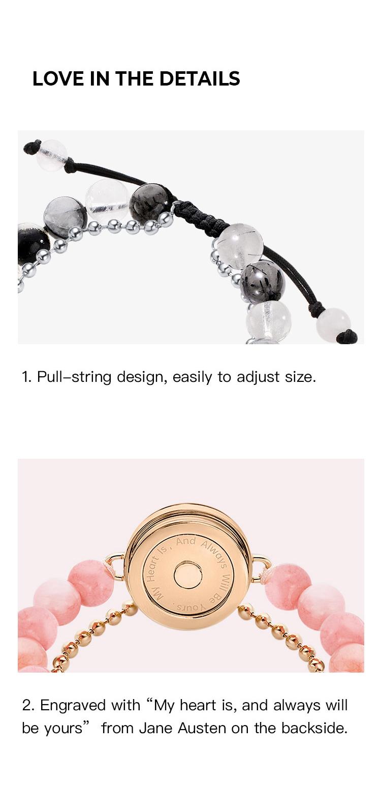 Totwoo Magic Smart Jewelry Long Distance Touch Bracelets with Matching Beads Functional Love Connect Gift for Boyfriend Girlfriend or Family