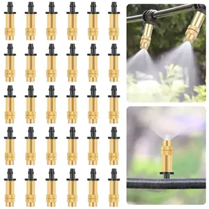 30Pcs Adjustable Copper Atomizing Nozzle–4/7mm PE Tubes Detachable Drippers for Garden Lawn Greenhouse,Sprinkler Garden Cooling Drip Irrigation