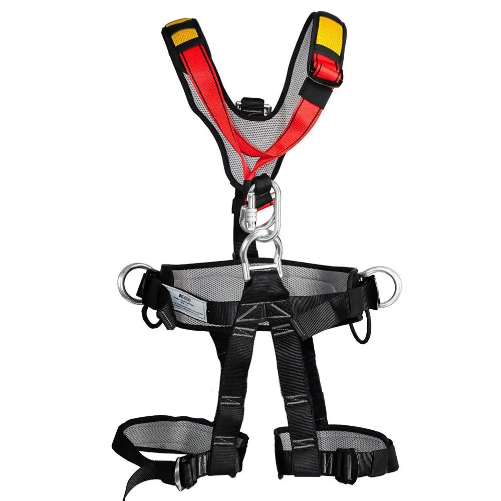 NEWDOAR Full-Body Climbing Harness, Adjustable High-Strength Polyester for Men & Women, CE Certified 22KN for Mountaineering & Rock Climbing, Includes Carabiner