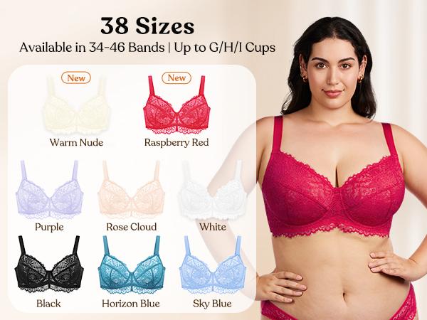 HSIA Sunflower Floral Lace Unlined Unpadded Plus Size Underwire Full Coverage Minimizer Bra dealsforyoudays