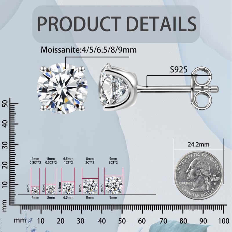 Delzzad 14k Gold-Plated Solitaire Four Prong Earrings Screw Back/Butterfly Back Lab-Created Moissanite Stud Earring S925 Sterling Silver Moissanite Jewelry Perfect Birthday Mother’s Day Christmas Gift for Women Studearrings