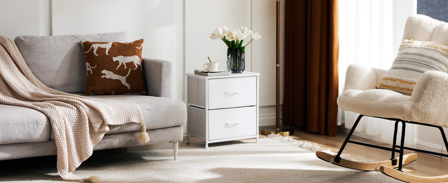 Nightstand With 2 Drawer,Removable Fabric Drawers,Adjustable Feet For Stability,Versatile Side Table For Bedroom Dorm And Living Room